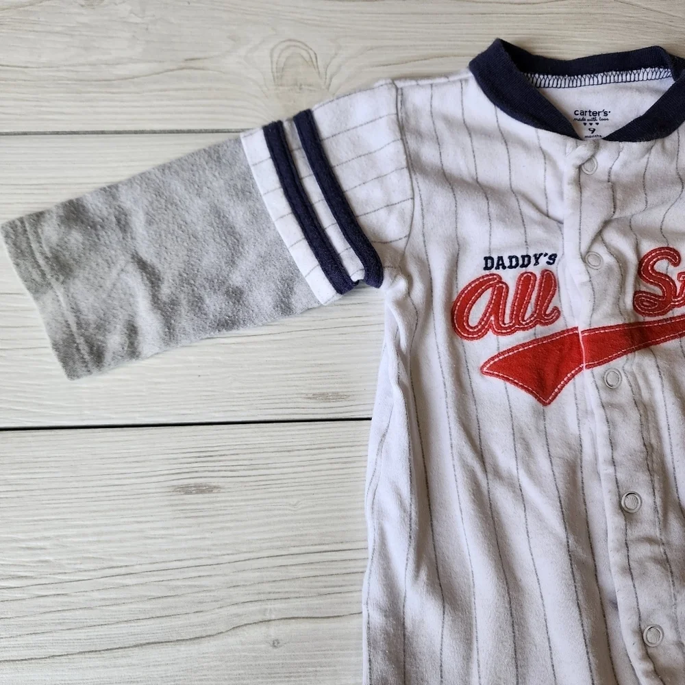 Carter's All star baseball baby footie sleeper pajama size 9 mo